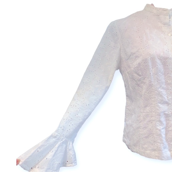 Lauren Ralph Lauren White Eyelet Bell sleeve Blouse - Picture 3 of 5